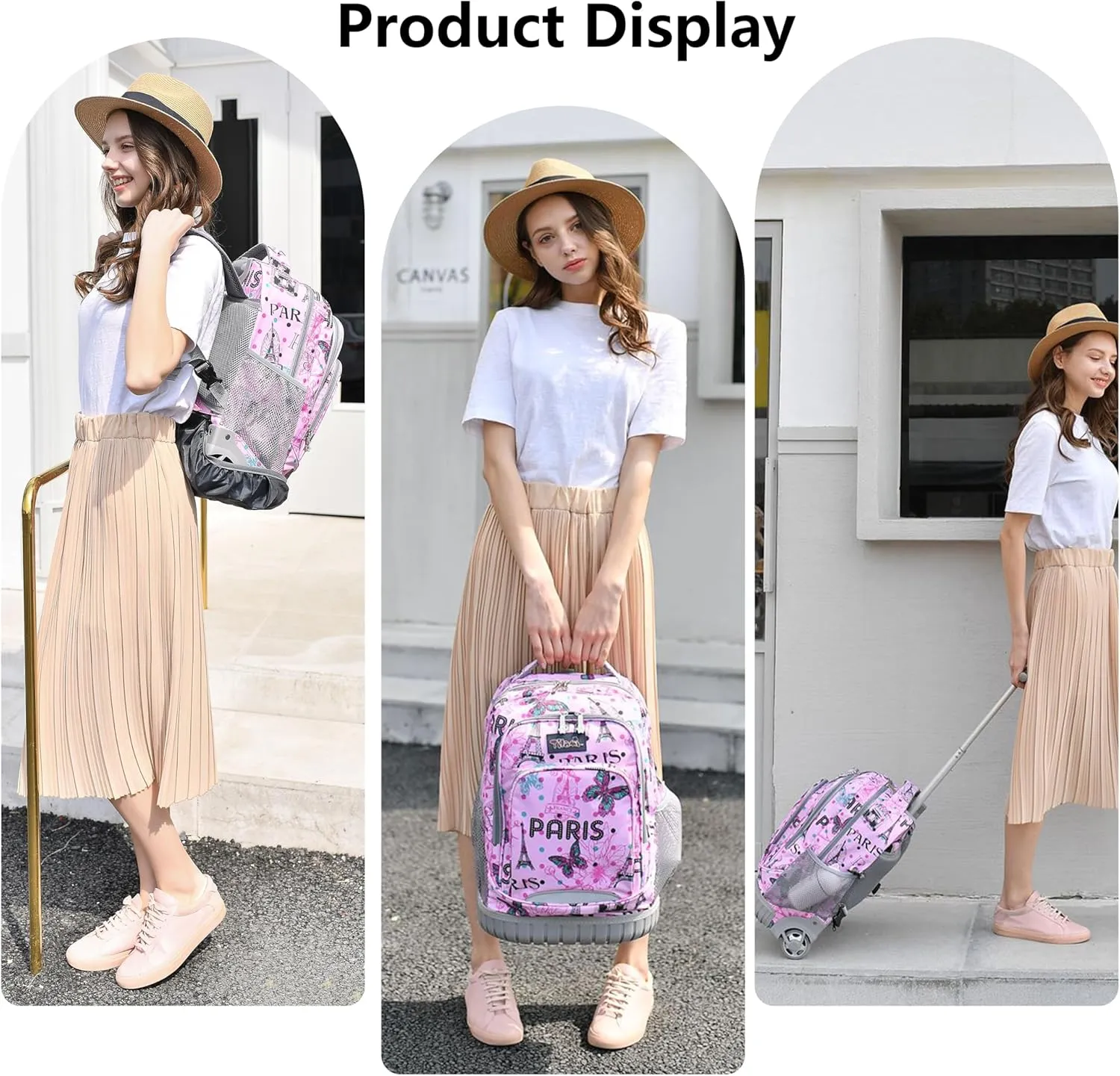 NEW TILAMI Rolling Backpack for Kids 18 Inch Wheeled Laptop Backpack Kids School Travel