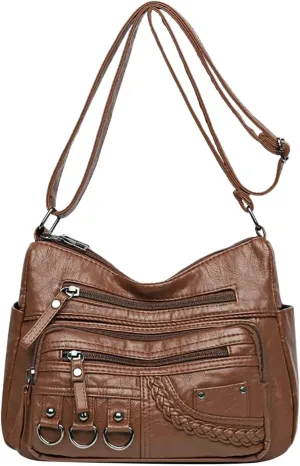 New Vintage Fashionable Large Space Weaving Crossbody Bag Simple And Magnificent Messenger Bag with (Brown, One Size)