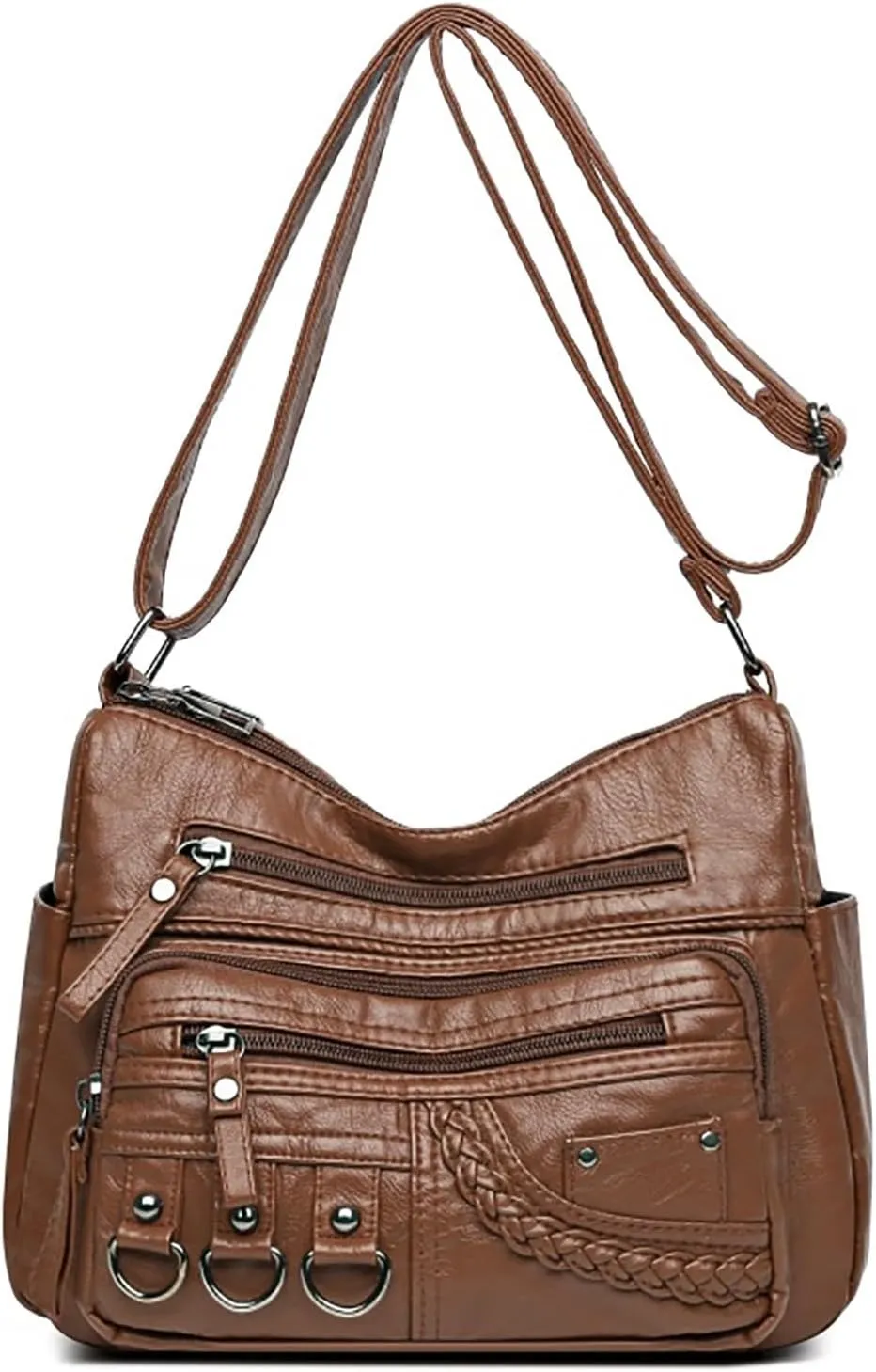 New Vintage Fashionable Large Space Weaving Crossbody Bag Simple And Magnificent Messenger Bag with (Brown, One Size)