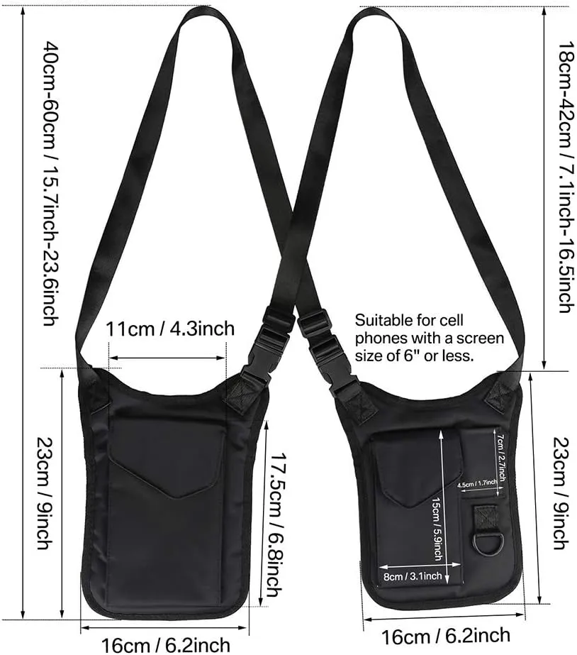 Neween Anti-Theft Hidden Underarm Shoulder Bag, Upgraded Shoulder Holster Storage with Pack Pocket, Multipurpose Men/Women Safety Double Shoulder Armpit Tactical Bag for Travel Outdoor