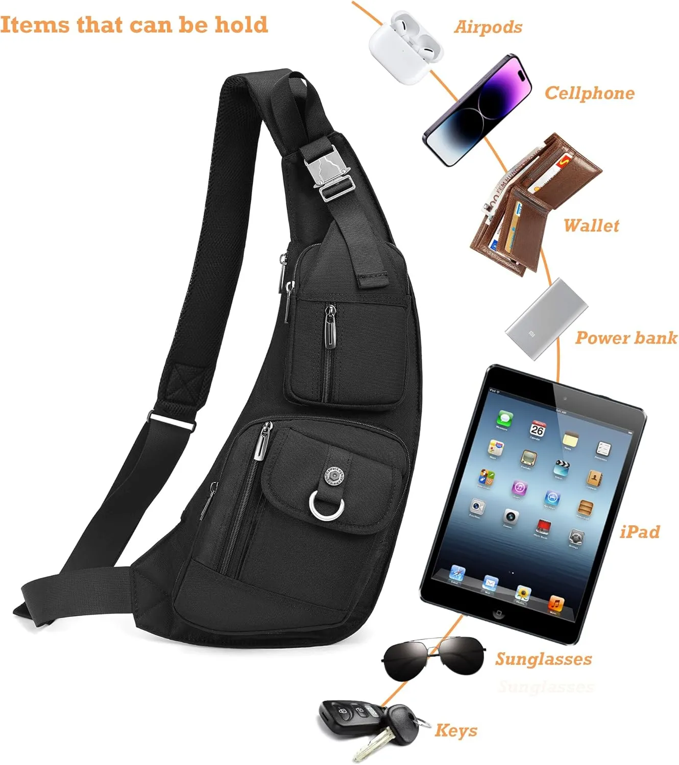 NICGID Sling Bag Chest Shoulder Backpack Crossbody Bags Casual Daypack for Men Women (Grey-014)