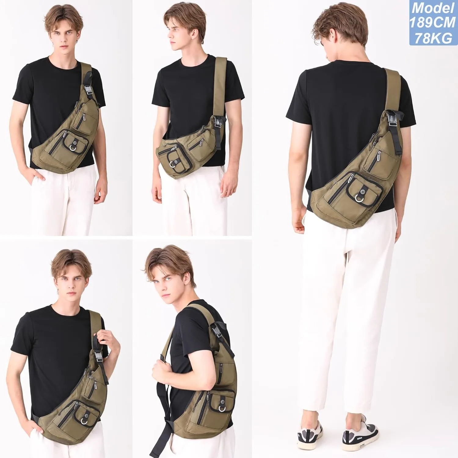 NICGID Sling Bag Chest Shoulder Backpack Crossbody Bags Casual Daypack for Men Women (Grey-014)