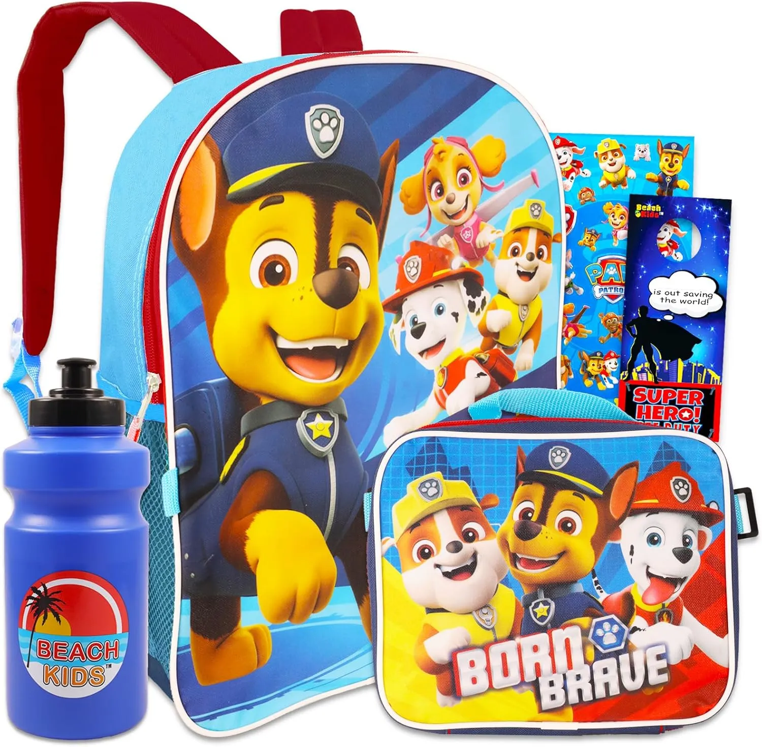 Nick Shop Paw Patrol Backpack And Lunch Box Set ~ 5 Pc Bundle With Premium 16 Paw Patrol School Bag, 200  Highlights And Paw Patrol Stickers, And More (Paw Patrol School Supplies)