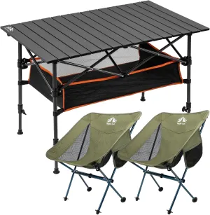 Night Cat Camping Table with Ultralight Backpacking Chair for Outdoor Indoor Lightweight Rustless Adjustable Height