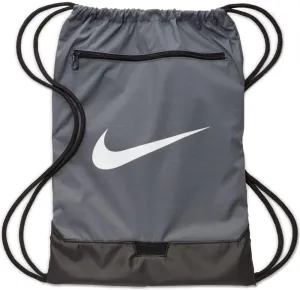 Nike Brasilia Training Gymsack, Drawstring Backpack with Zipper Pocket and Reinforced Bottom, Flint Grey/Flint Grey/White