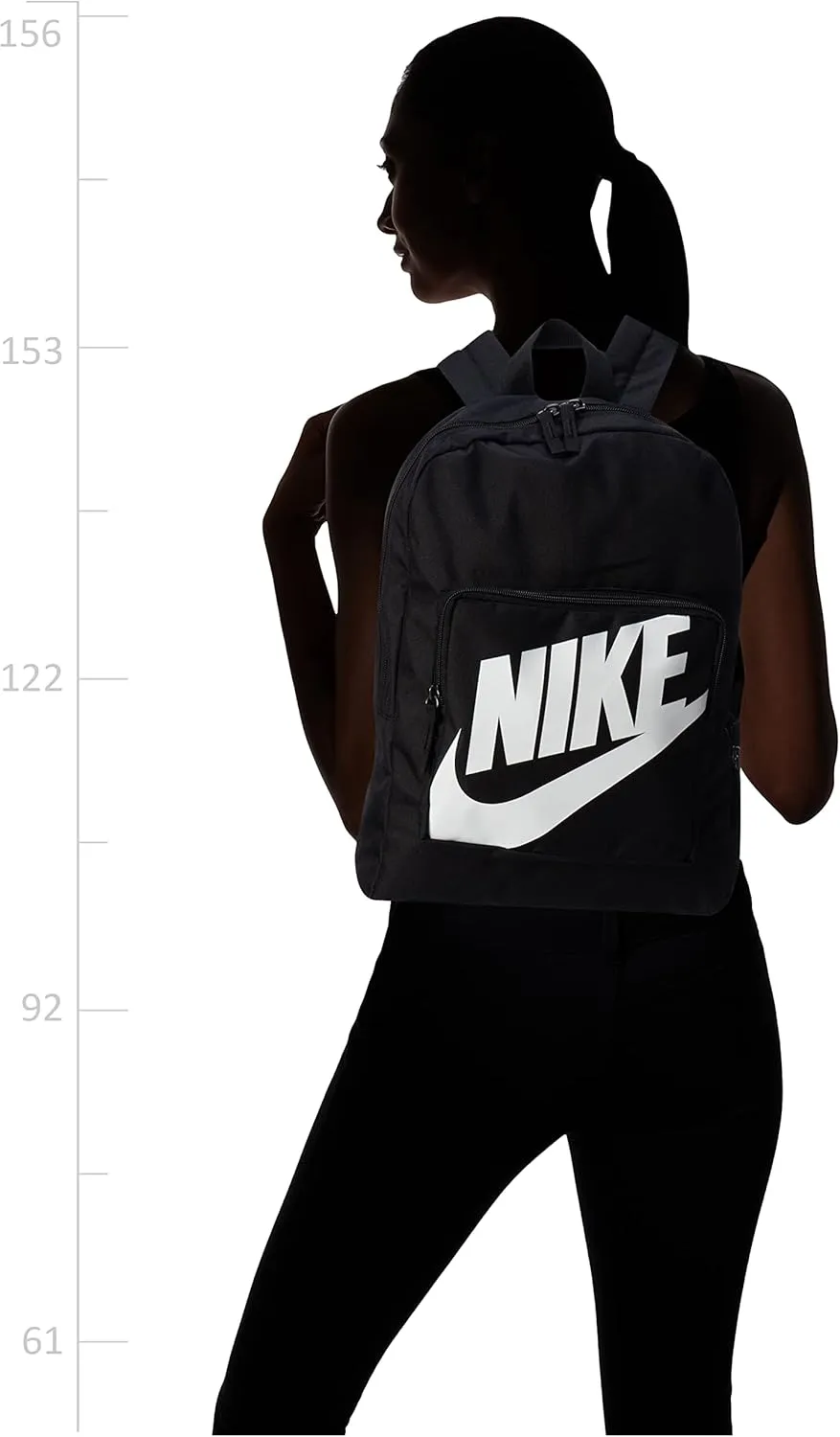 NIKE Unisex Kid's Y NK Classic BKPK, Black/Black/(White), 38 x 28 x 12.5 cm