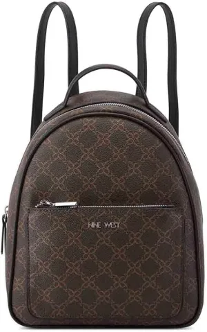 Nine West Ryland Dome Backpack, Brown Logo/Black