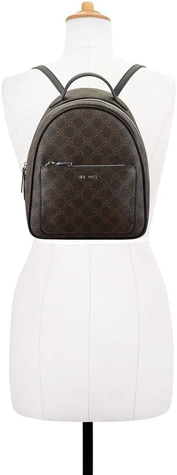 Nine West Ryland Dome Backpack, Brown Logo/Black