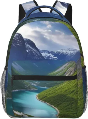 Norwegian fjords Backpack for Women Men Laptop Backpack Lightweight Computer Bag Travel Casual Daypack