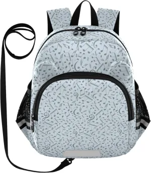 Notes Music Preschool Backpack Pale Blue Daycare Bookbag School Backpack with Traction Rope for Kids 3-6