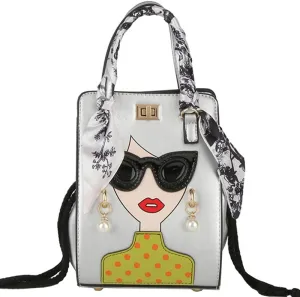 Novelty Unique 3D Lady Face PU Leather Top Handle Satchel Handbags for Women Funky Tote Purse Hobo Crossbody Shoulder bags