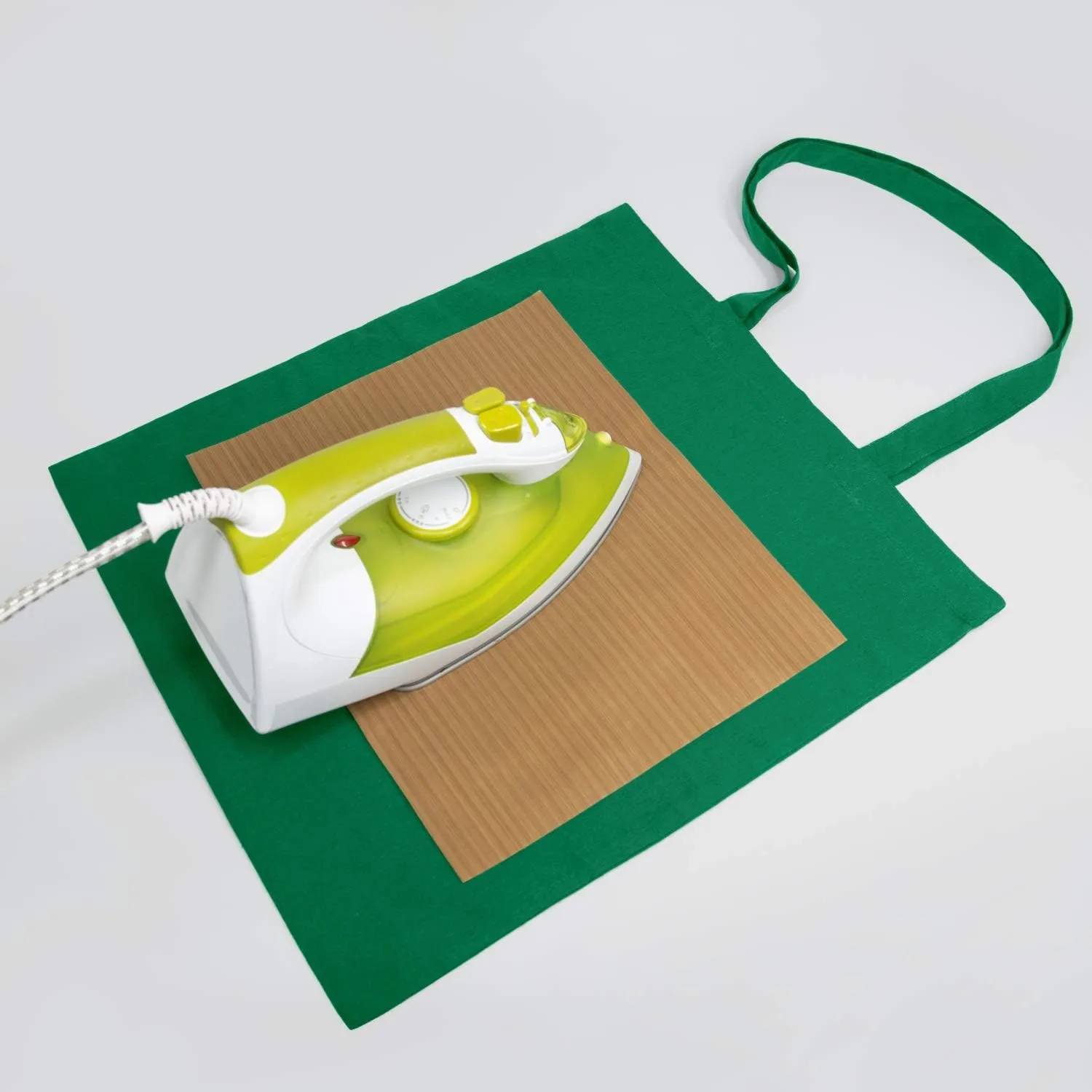 NPBAG 5 Pack 15'' X 16'' Green Cotton Tote Bags, Lightweight Blank Bulk Cloth bags with 1pc of PTFE Teflon Sheet