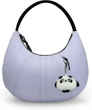 Nylon Crescent Bag Pleated Shoulder Bag, Double Zipper Inside Pocket Large Capacity Casual Waterproof Sling Bag for Women