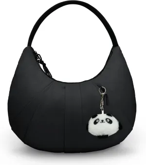 Nylon Crescent Bag Pleated Shoulder Bag, Double Zipper Inside Pocket Large Capacity Casual Waterproof Sling Bag for Women