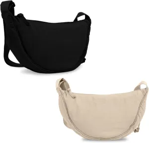 Nylon Crescent Crossbody Bag for Women Purses Trendy Men,Small Travel Sling Bag Hobo