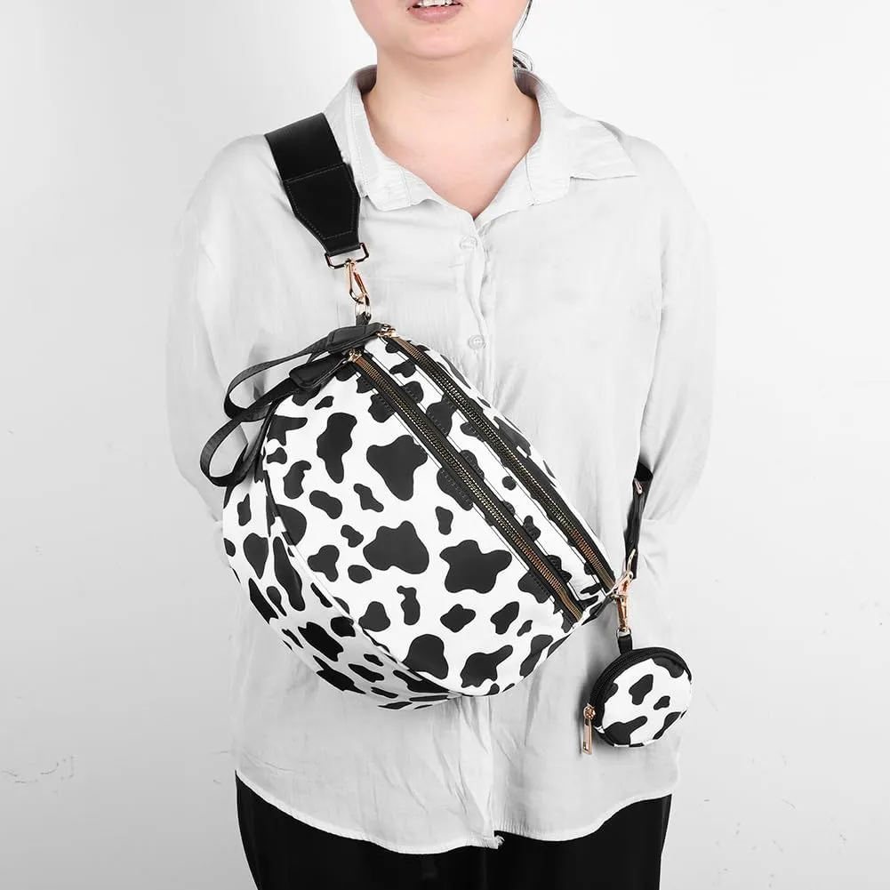 Nylon Crossbody Bum Bag for Women - Spacious Checkered Sling Bag with Adjustable Strap, Trendy Hands-Free Purse & Wallet Hold