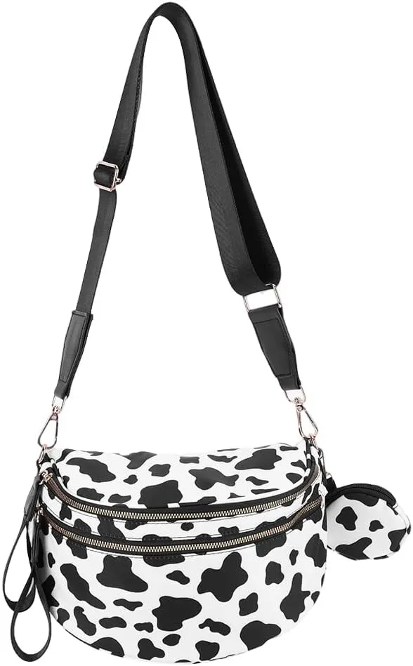 Nylon Crossbody Bum Bag for Women - Spacious Checkered Sling Bag with Adjustable Strap, Trendy Hands-Free Purse & Wallet Hold