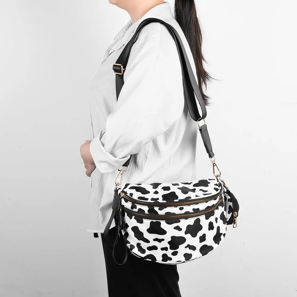 Nylon Crossbody Bum Bag for Women - Spacious Checkered Sling Bag with Adjustable Strap, Trendy Hands-Free Purse & Wallet Hold