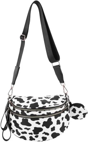 Nylon Crossbody Bum Bag for Women - Spacious Checkered Sling Bag with Adjustable Strap, Trendy Hands-Free Purse & Wallet Hold
