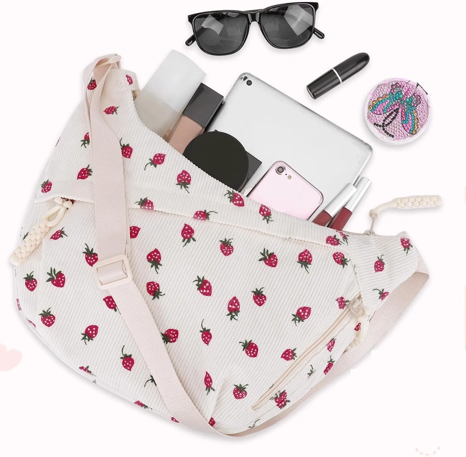 Nylon Hobo Crescent Crossbody Bag for Women,Dumpling Bag Moon Shoulder Bag