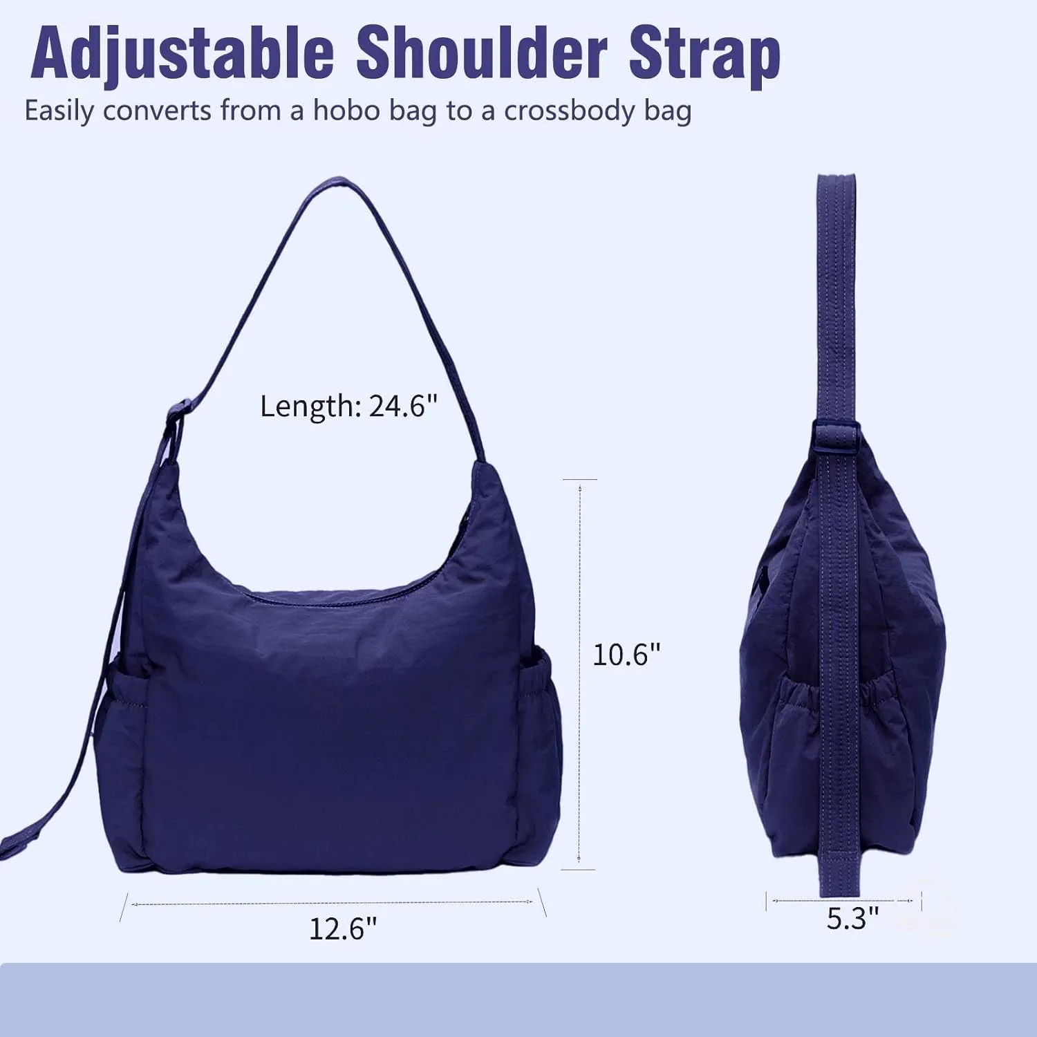 Nylon Hobo Crossbody Bags Lightweight Shoulder Bag Casual Work Travel Handbags 2025 Trendy with Adjustable Quilted Strap