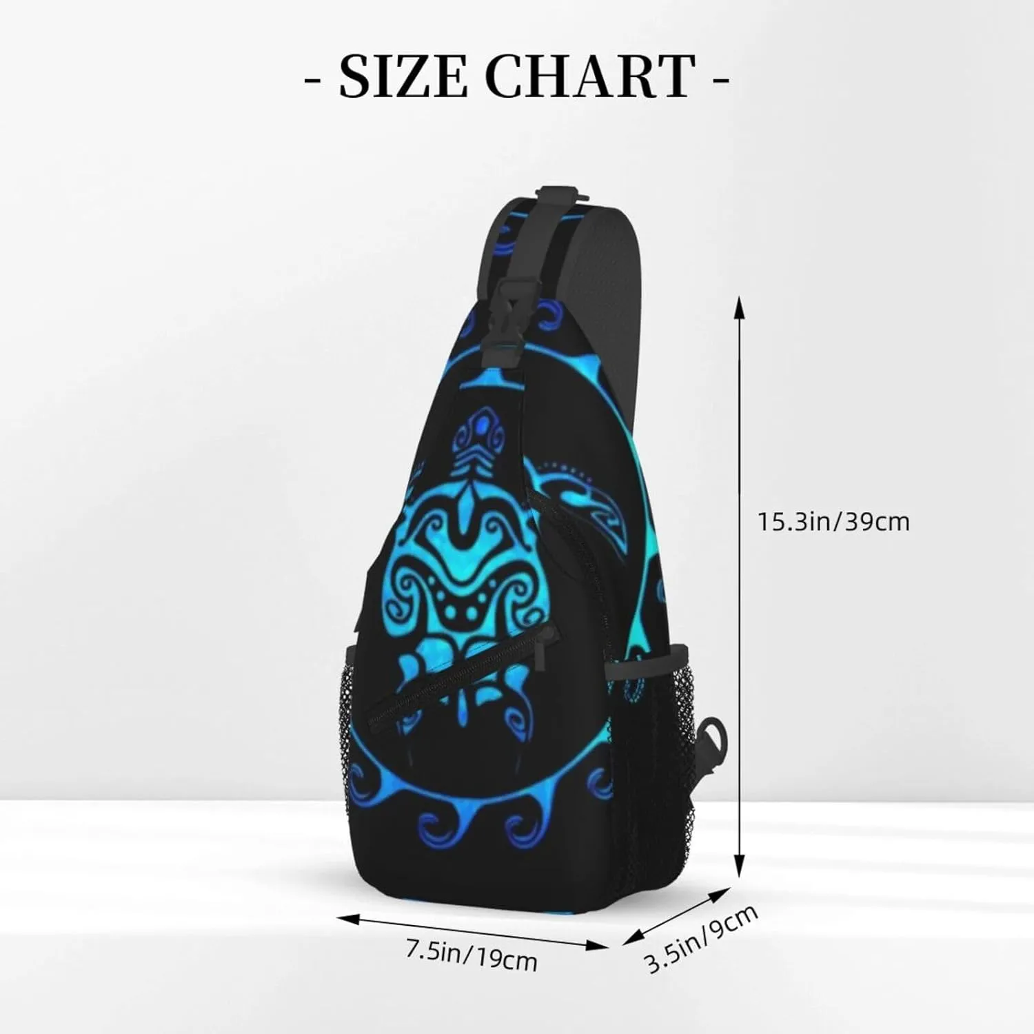 Ocean Blue Tribal Hawaiian Sea Turtle Men'S Crossbody Bag Travel Hiking Shoulder Backpack Chest Bag