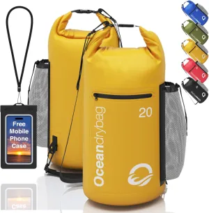 Oceandrybag - Waterproof Dry Bag Backpack - Floating Dry Sack Portable for Kayaking, Beach, Rafting, Boating, Hiking, Camping, Fishing with Waterproof Phone Case