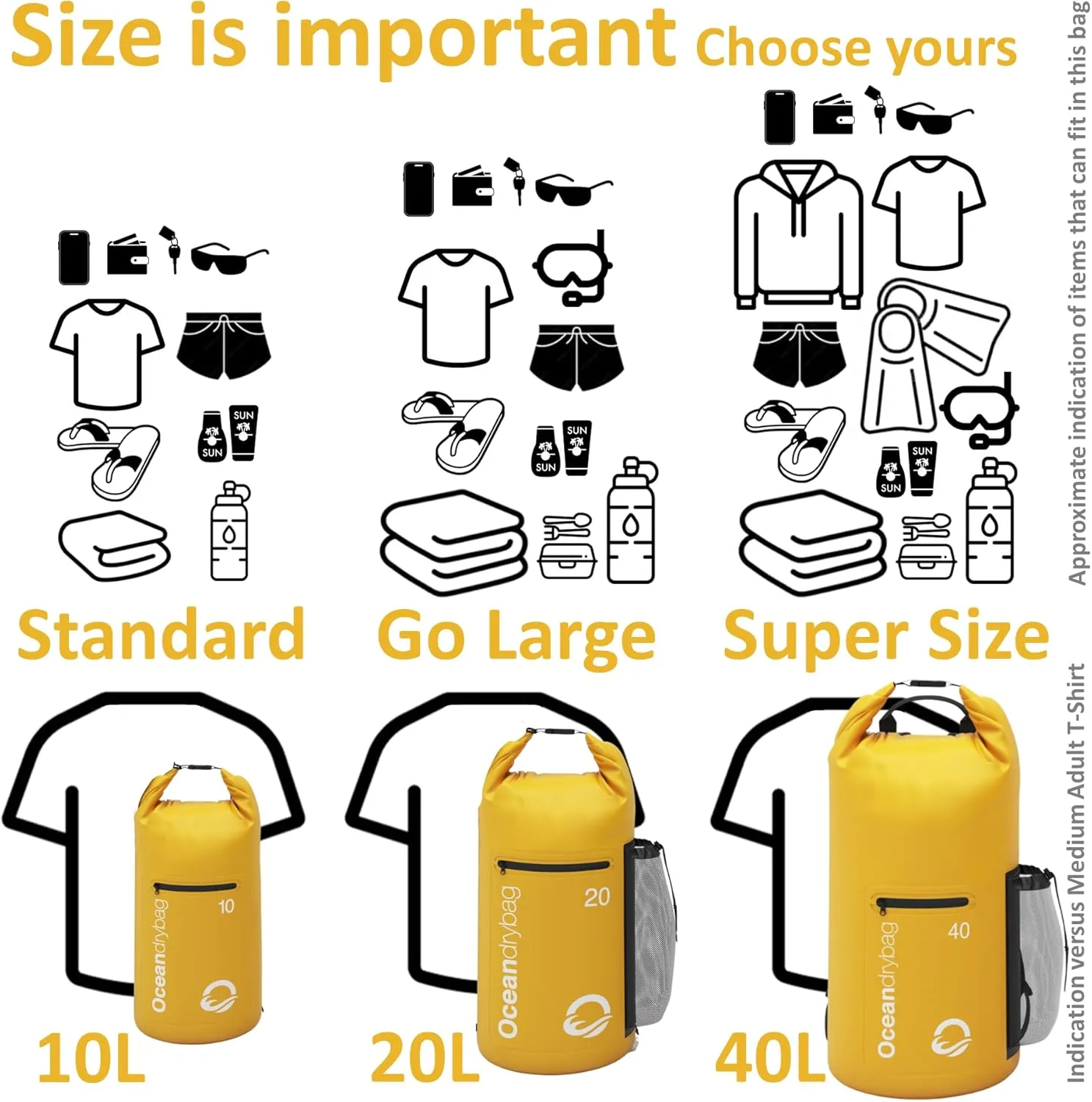 Oceandrybag - Waterproof Dry Bag Backpack - Floating Dry Sack Portable for Kayaking, Beach, Rafting, Boating, Hiking, Camping, Fishing with Waterproof Phone Case