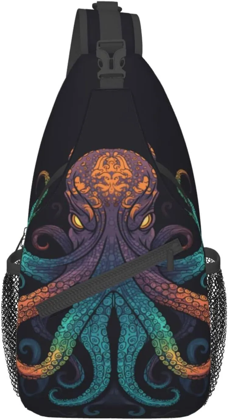 Octopus Sling Backpack Chest Bag Crossbody Shoulder Bag Gym Cycling Travel Hiking Daypack For Men Women