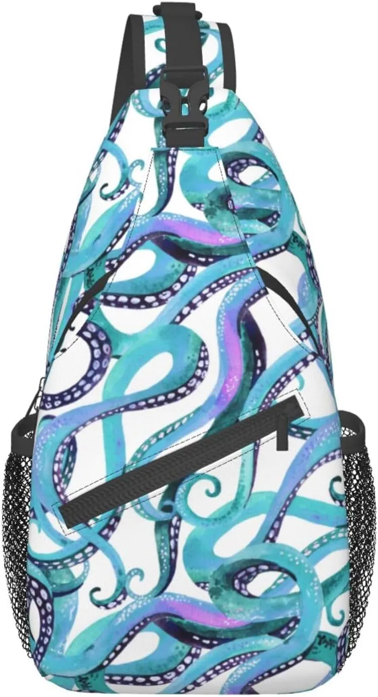 Octopus Sling Backpack Chest Bag Crossbody Shoulder Bag Gym Cycling Travel Hiking Daypack For Men Women