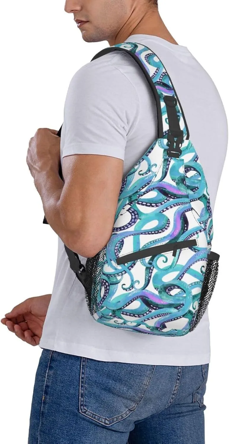 Octopus Sling Backpack Chest Bag Crossbody Shoulder Bag Gym Cycling Travel Hiking Daypack For Men Women