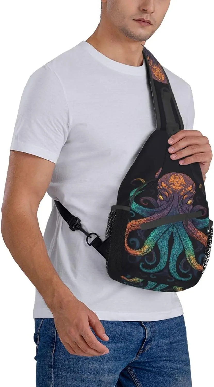 Octopus Sling Backpack Chest Bag Crossbody Shoulder Bag Gym Cycling Travel Hiking Daypack For Men Women