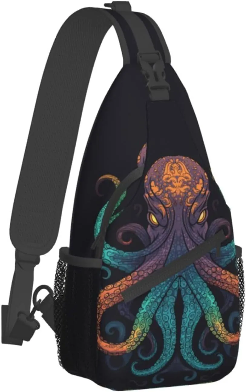 Octopus Sling Backpack Chest Bag Crossbody Shoulder Bag Gym Cycling Travel Hiking Daypack For Men Women