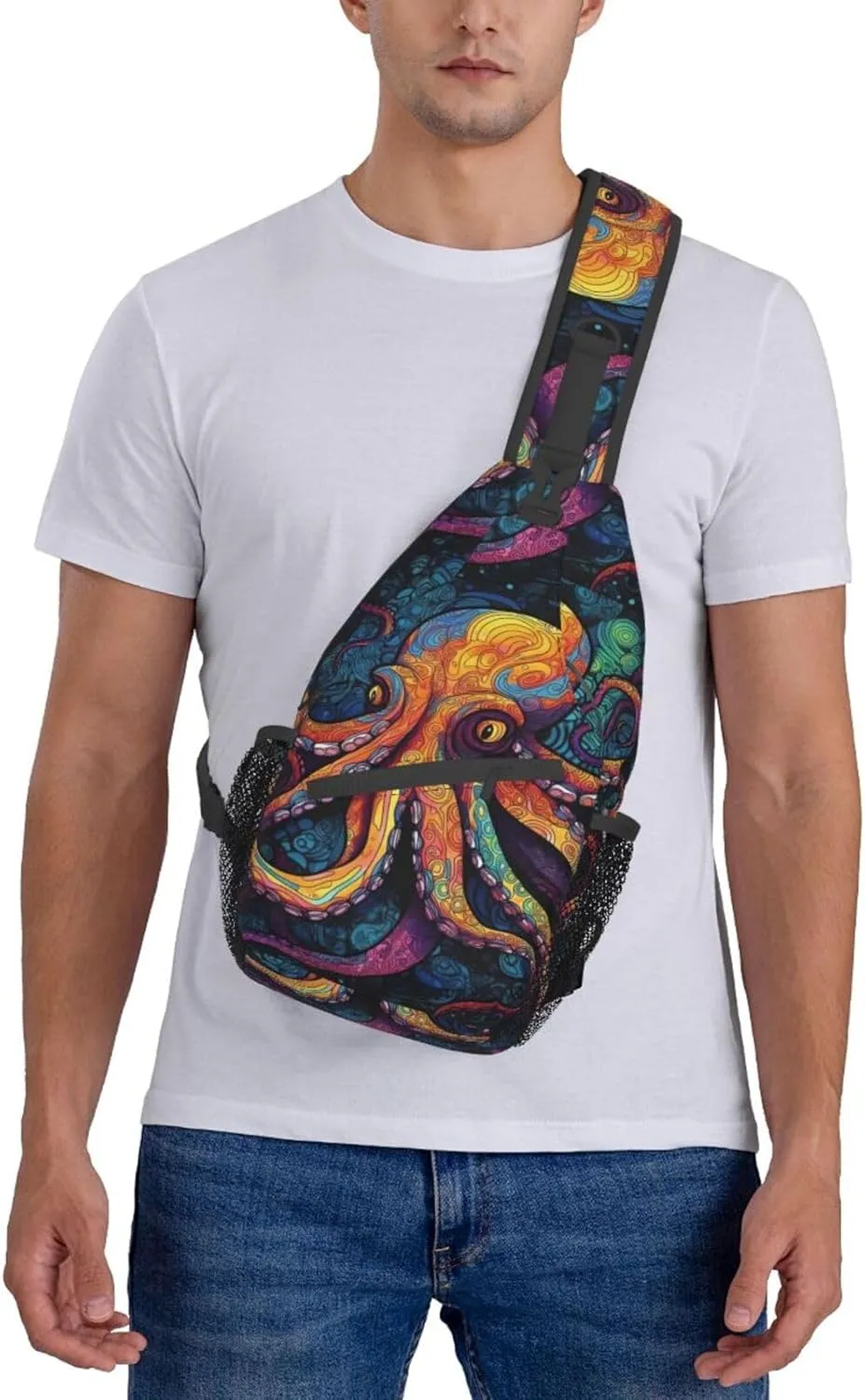 Octopus Sling Backpack Chest Bag Crossbody Shoulder Bag Gym Cycling Travel Hiking Daypack For Men Women