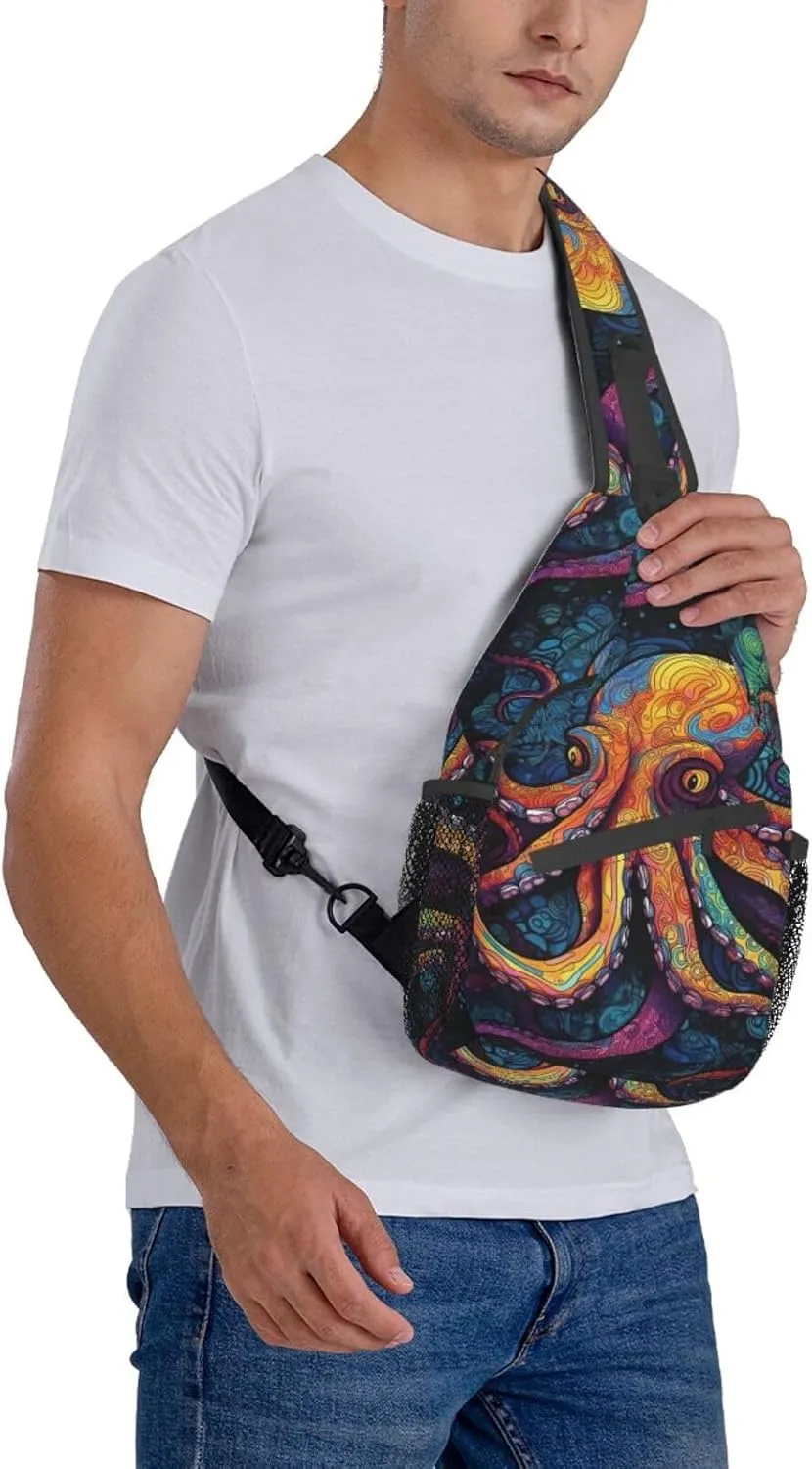 Octopus Sling Backpack Chest Bag Crossbody Shoulder Bag Gym Cycling Travel Hiking Daypack For Men Women