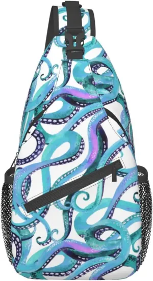 Octopus Sling Backpack Chest Bag Crossbody Shoulder Bag Gym Cycling Travel Hiking Daypack For Men Women