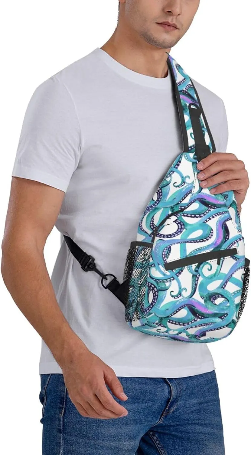 Octopus Sling Backpack Chest Bag Crossbody Shoulder Bag Gym Cycling Travel Hiking Daypack For Men Women