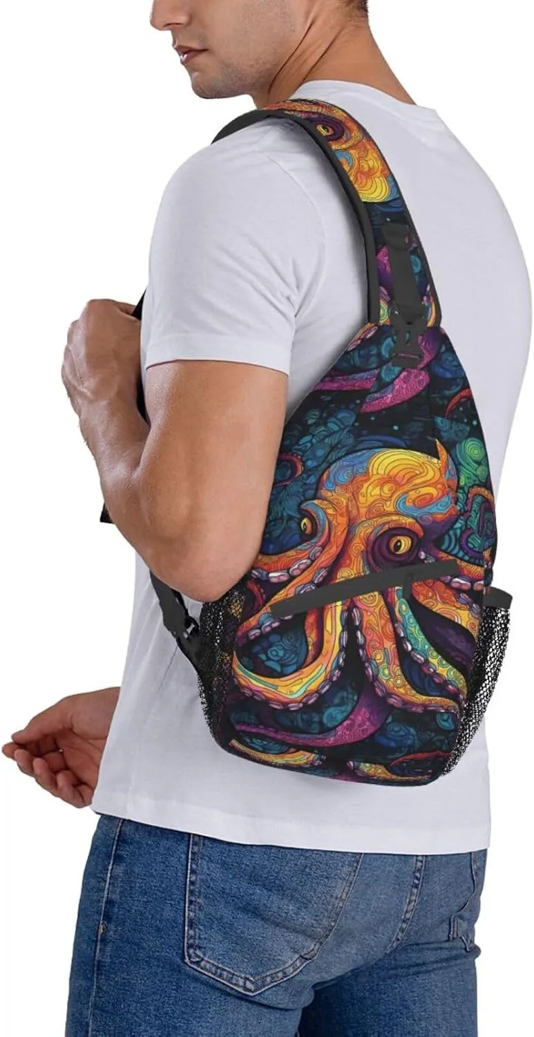 Octopus Sling Backpack Chest Bag Crossbody Shoulder Bag Gym Cycling Travel Hiking Daypack For Men Women