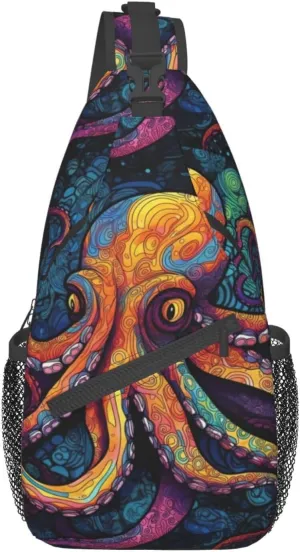 Octopus Sling Backpack Chest Bag Crossbody Shoulder Bag Gym Cycling Travel Hiking Daypack For Men Women