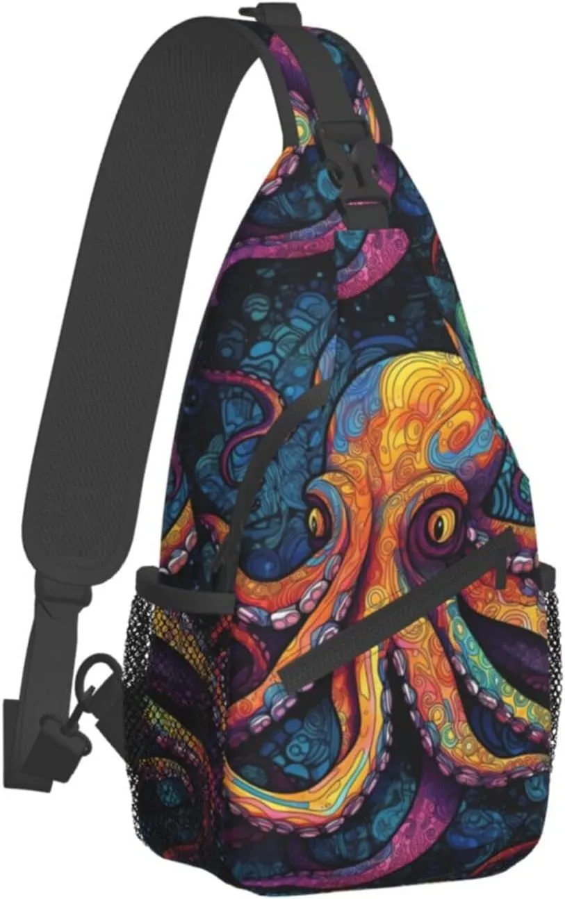 Octopus Sling Backpack Chest Bag Crossbody Shoulder Bag Gym Cycling Travel Hiking Daypack For Men Women
