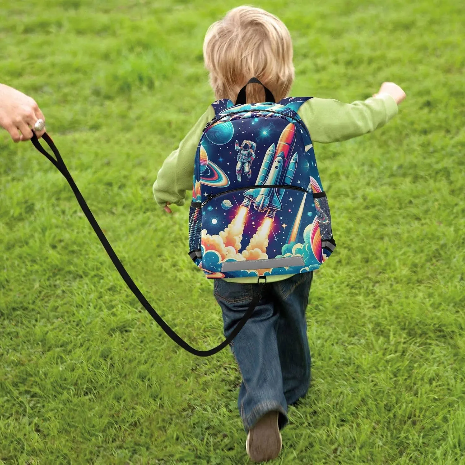 ODAWA Astronaut on Sky Toddler Traveling Backpack Kids Backpack with Leash