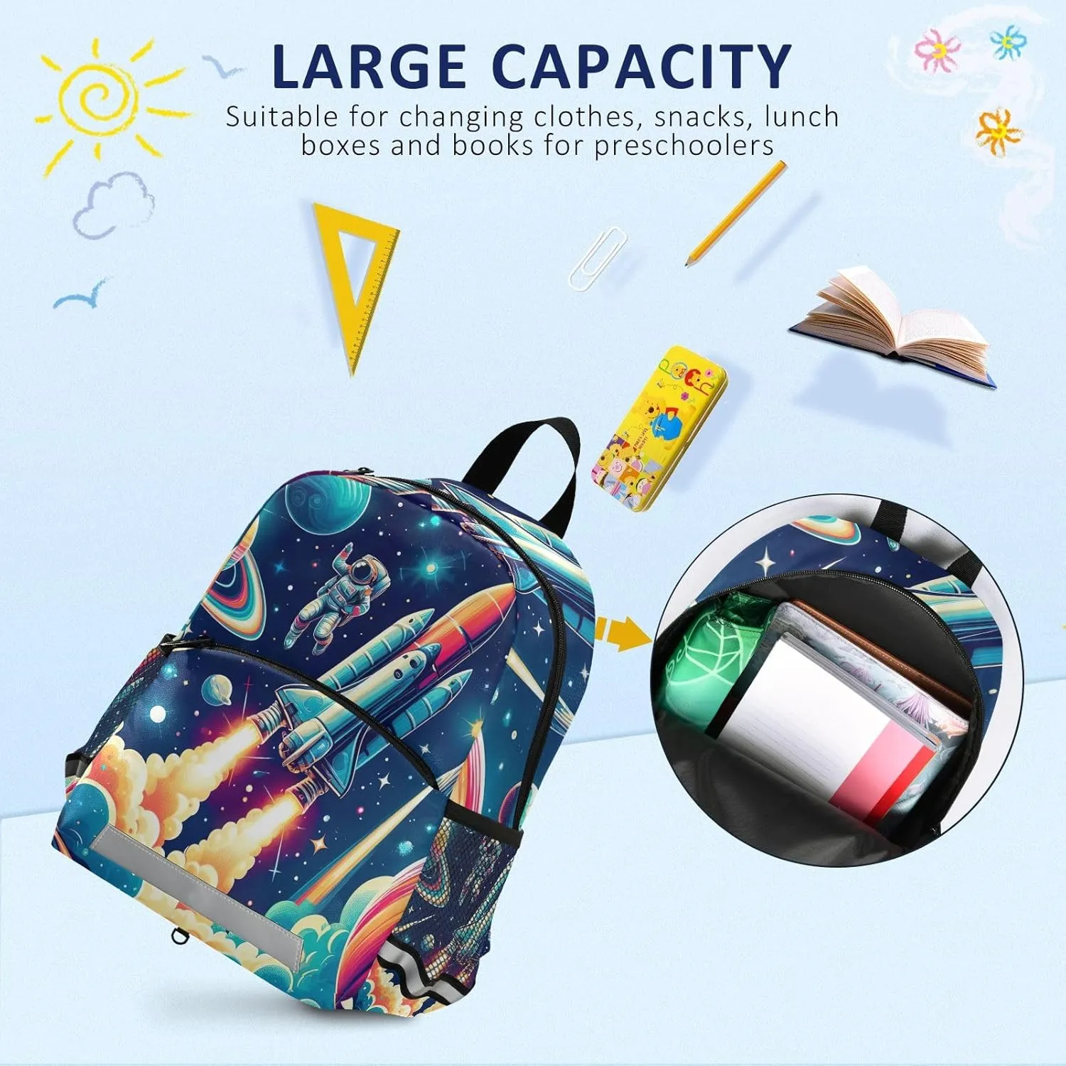 ODAWA Astronaut on Sky Toddler Traveling Backpack Kids Backpack with Leash