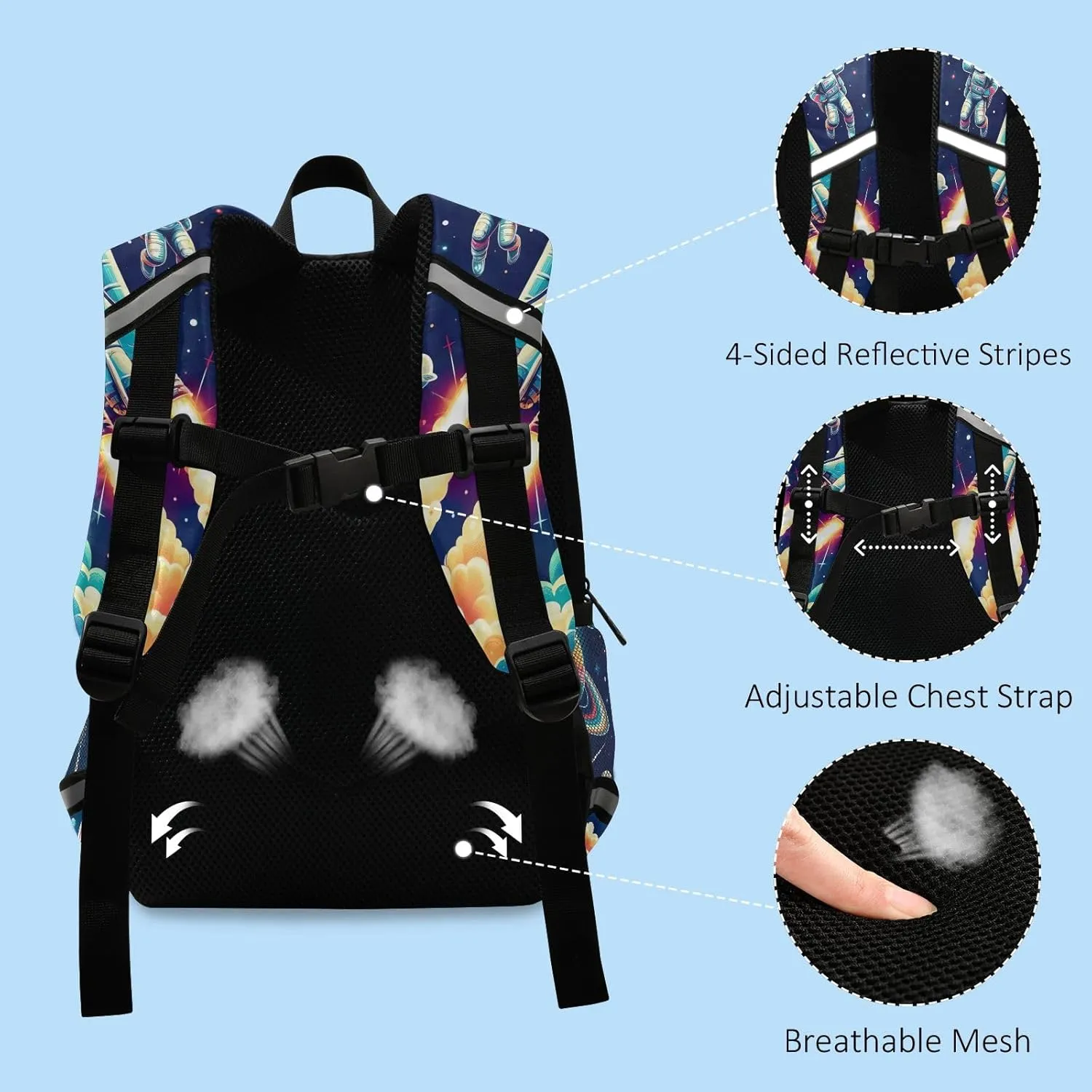 ODAWA Astronaut on Sky Toddler Traveling Backpack Kids Backpack with Leash