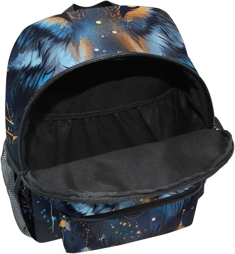 ODAWA Blue Wolf Face Kids Backpack Toddler, Bookbag for Girls, Backpack for Boys