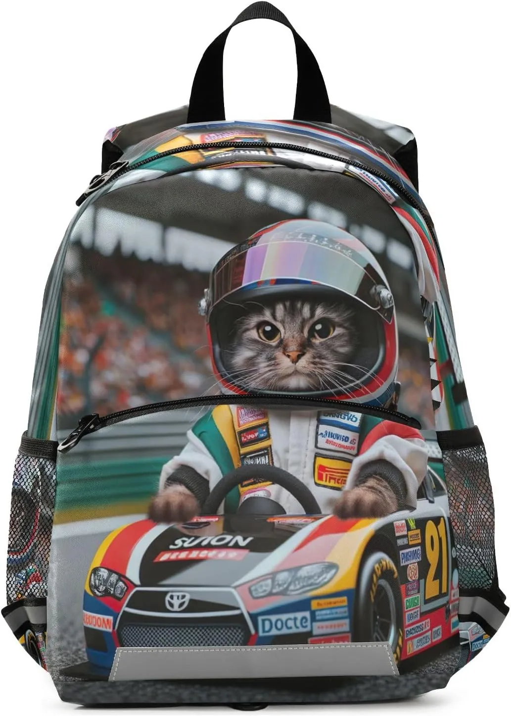 ODAWA Cat Racer Kids Backpack for School Boys 4-7 Toddler Travel Backpack with Leash