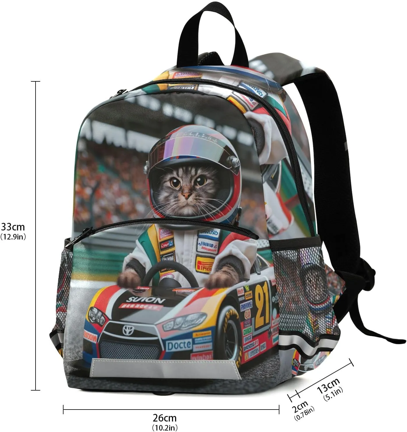 ODAWA Cat Racer Kids Backpack for School Boys 4-7 Toddler Travel Backpack with Leash