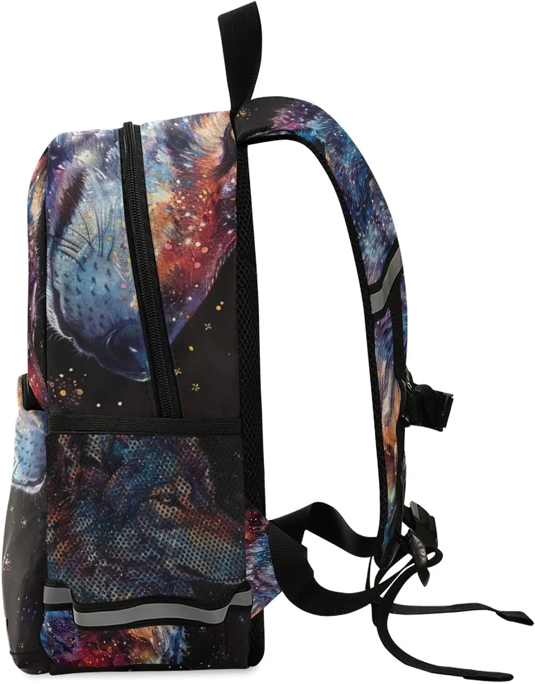 ODAWA Colorful Galaxy Wolf Toddler Backpack for Boys Girls Kindergarten Preschool Kids Travel Bag