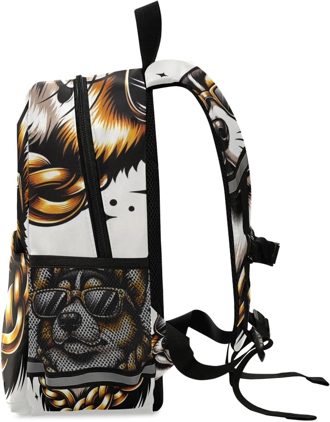 ODAWA Cute Dog with Gold Chain Kids Travel Backpack Toddler Bag with Leash Boy