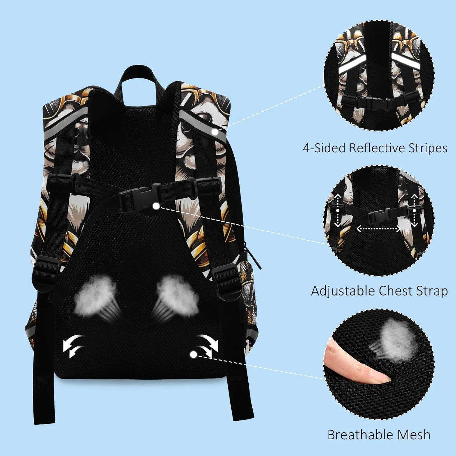 ODAWA Cute Dog with Gold Chain Kids Travel Backpack Toddler Bag with Leash Boy