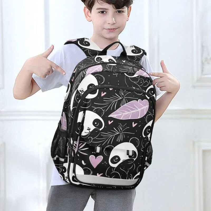 ODAWA Cute Pandas Leaves Hearts School Bag for Girls Laptop Backpack Purse Travel Bag Girls Boys Backpack